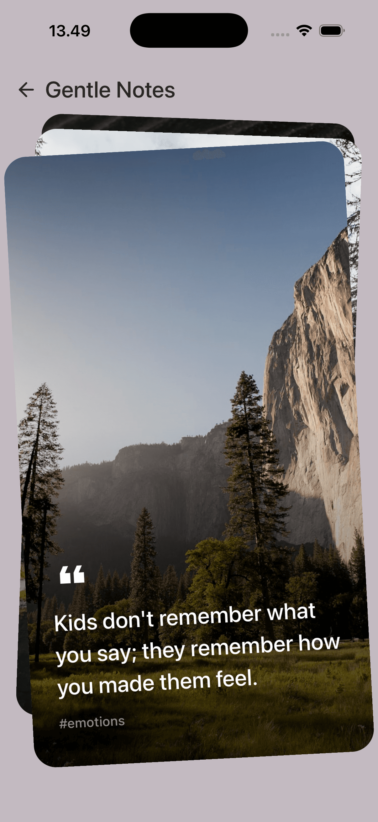 A Leikvin gentle-notes quote card with a parenting quote